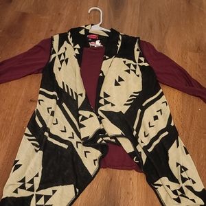 Burgundy shirt with Cardigan